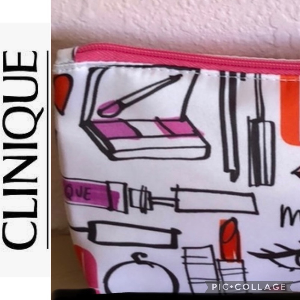 Clinique Zip-Top Makeup Bag, 7” x 4” NWT